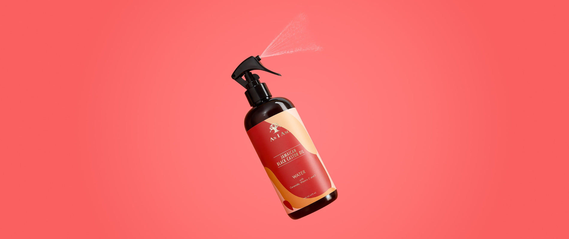 As I Am Jamaican Black Castor Oil Water - Landschaftsaufnahme des leichten Leave-in-Sprays mit JBCO, das natürliche Locken mit Feuchtigkeit versorgt, entwirrt und revitalisiert.