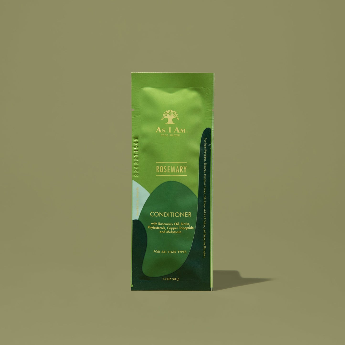 AS I AM Rosemary Conditioner im 1 oz-Beutel mit einer reichhaltigen, cremigen Textur, die das Haar tiefgehend mit Feuchtigkeit versorgt, es stärkt und entwirrt, während sie das Haarwachstum fördert, Haarbruch reduziert und die Kopfhaut beruhigt.