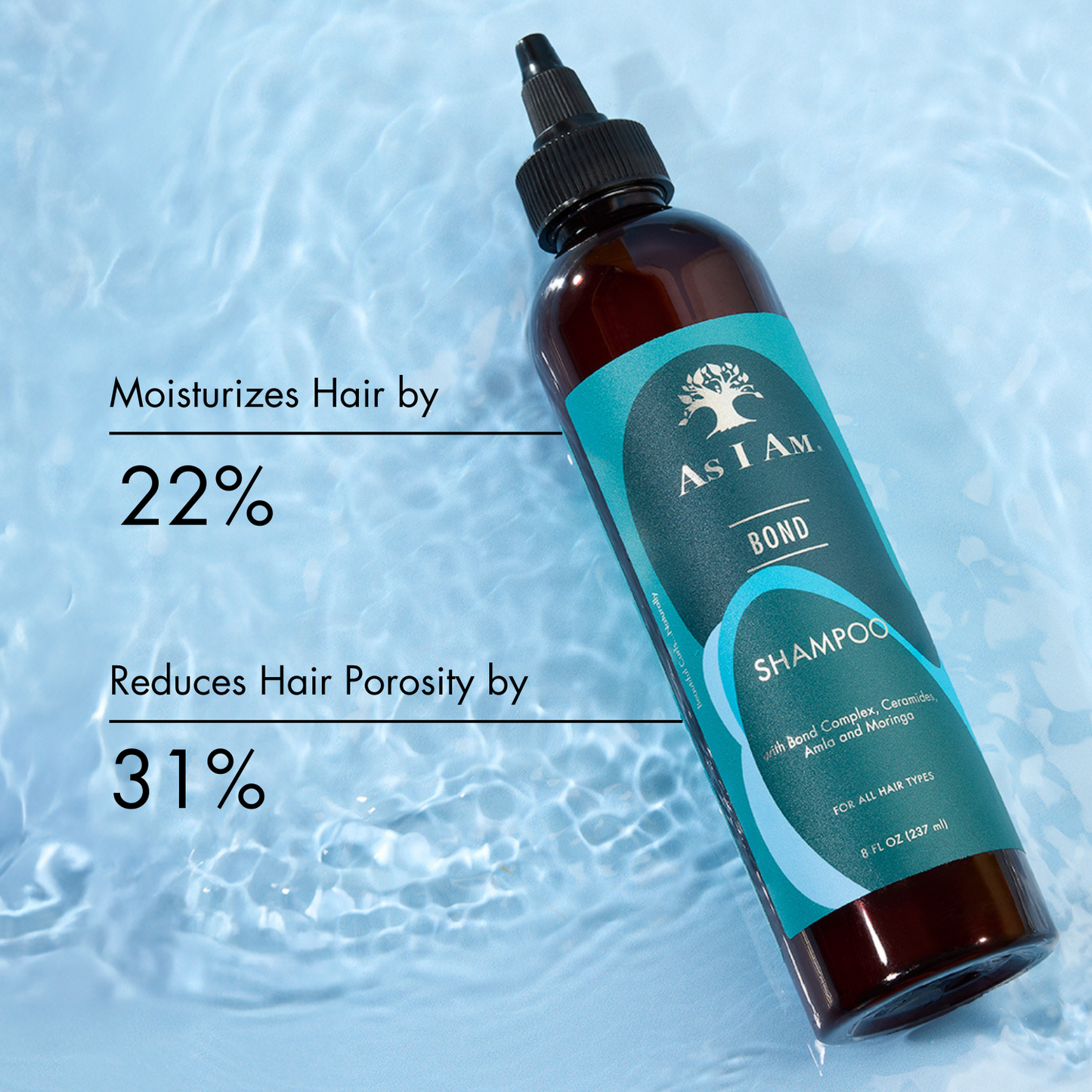 Bond Shampoo von As I Am - Kräftigendes und reparierendes Shampoo für alle Haartypen. Die nährende Formel hilft, die natürliche Haarstruktur wiederherzustellen und macht das Haar geschmeidig, gesund und hydratisiert. Perfekt für trockenes oder geschädigtes Haar, das einen Revitalisierungsschub braucht.