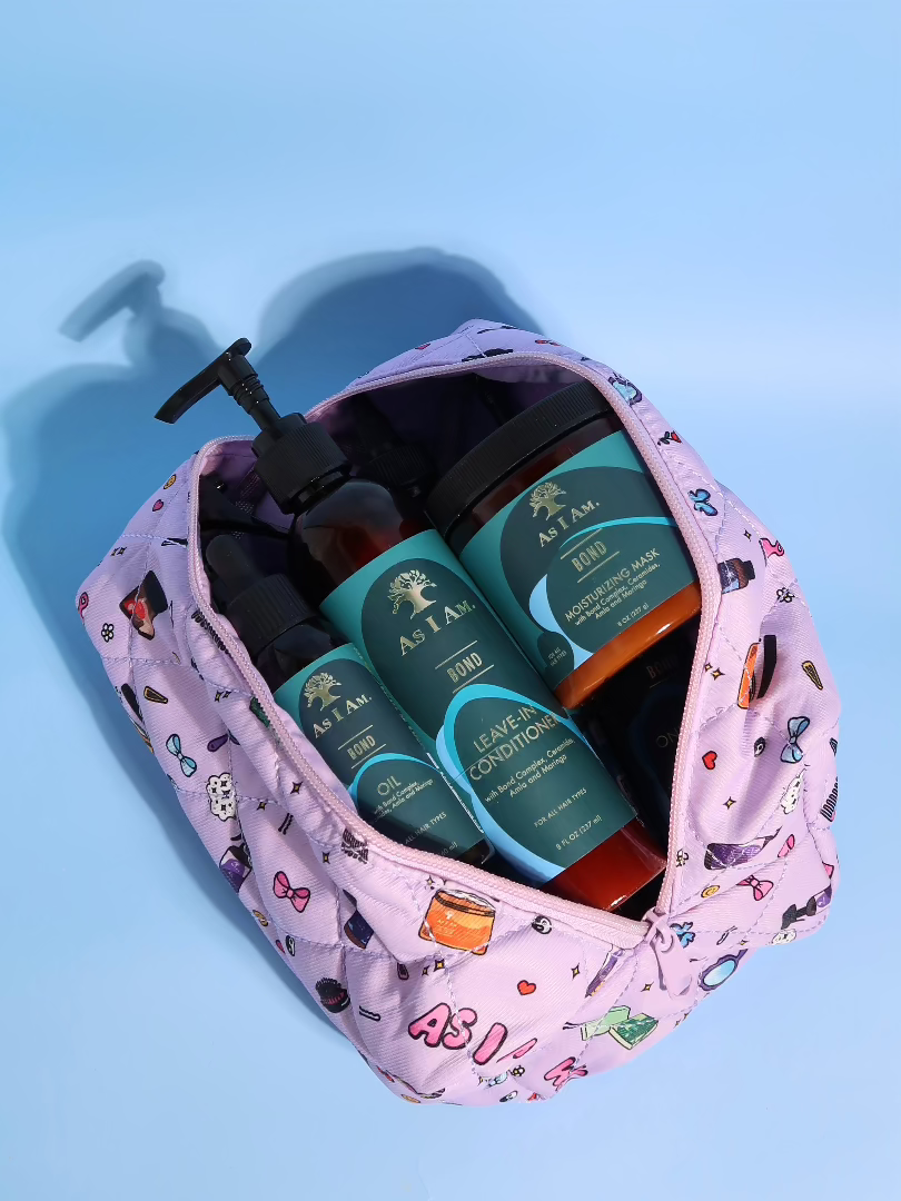 Kosmetiktasche der Marke As I Am - stilvolle Reisetasche mit Reißverschluss zur Aufbewahrung von Haarpflege- und Kosmetikartikeln