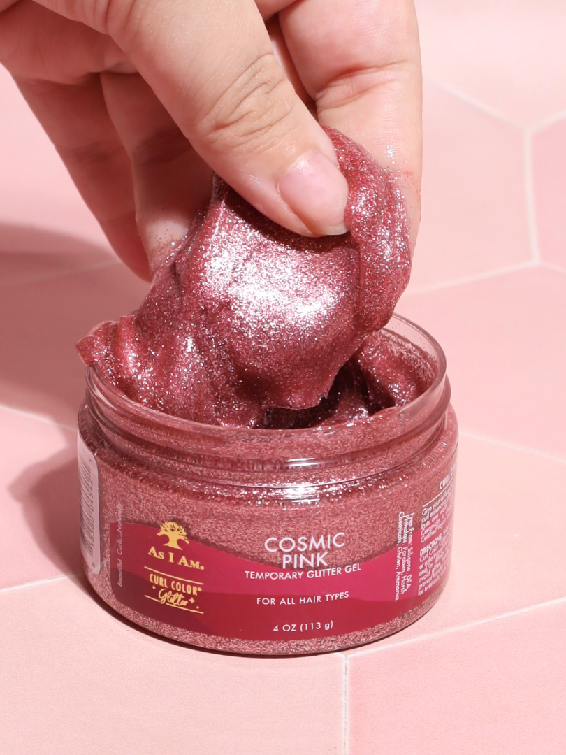 Die As I Am Curl Color Glitter Collection bietet lebendige, temporäre Haarfarben mit einem schimmernden Finish für Locken und Haarspitzen.