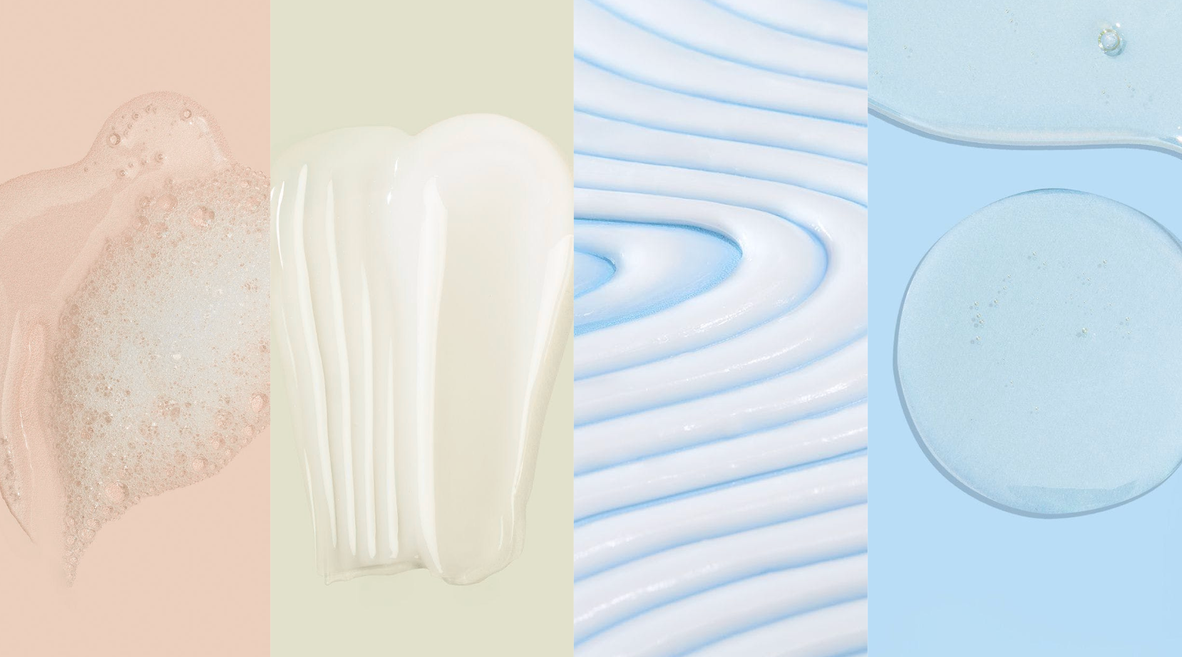 Collage aus glatten, pastellfarbenen Texturen in einem Rastermuster.