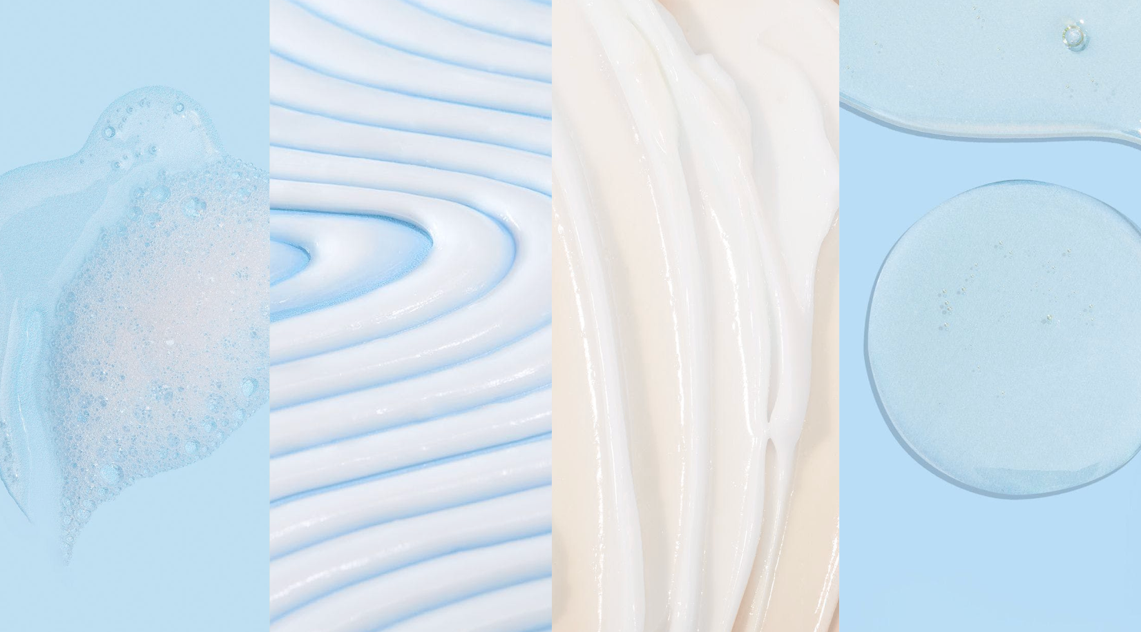 Collage aus abstrakten blauen und weißen Mustern