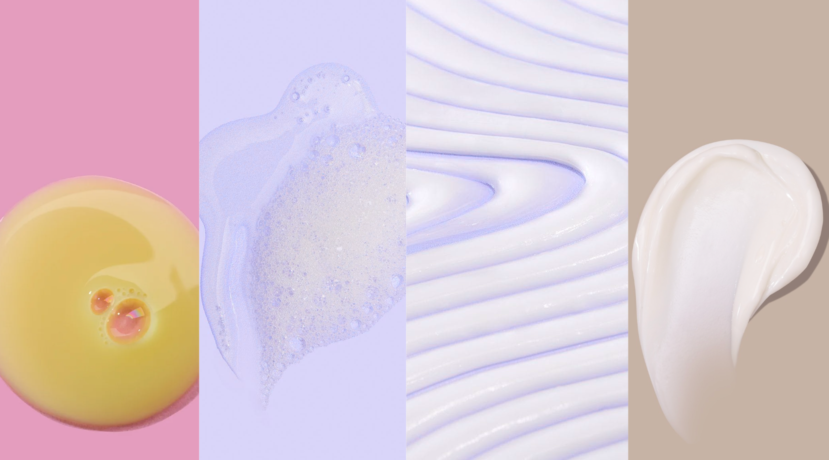 Sammlung verschiedener Texturen und Farben von Creme oder Seife auf einem einfarbigen Hintergrund